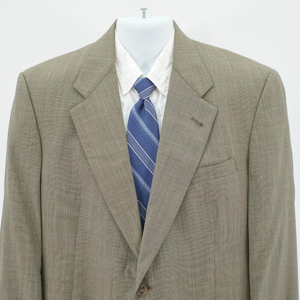 Hart Schaffner‎ Marx Green Tan Nailshead Wool Sport Coat 2 Button 42L